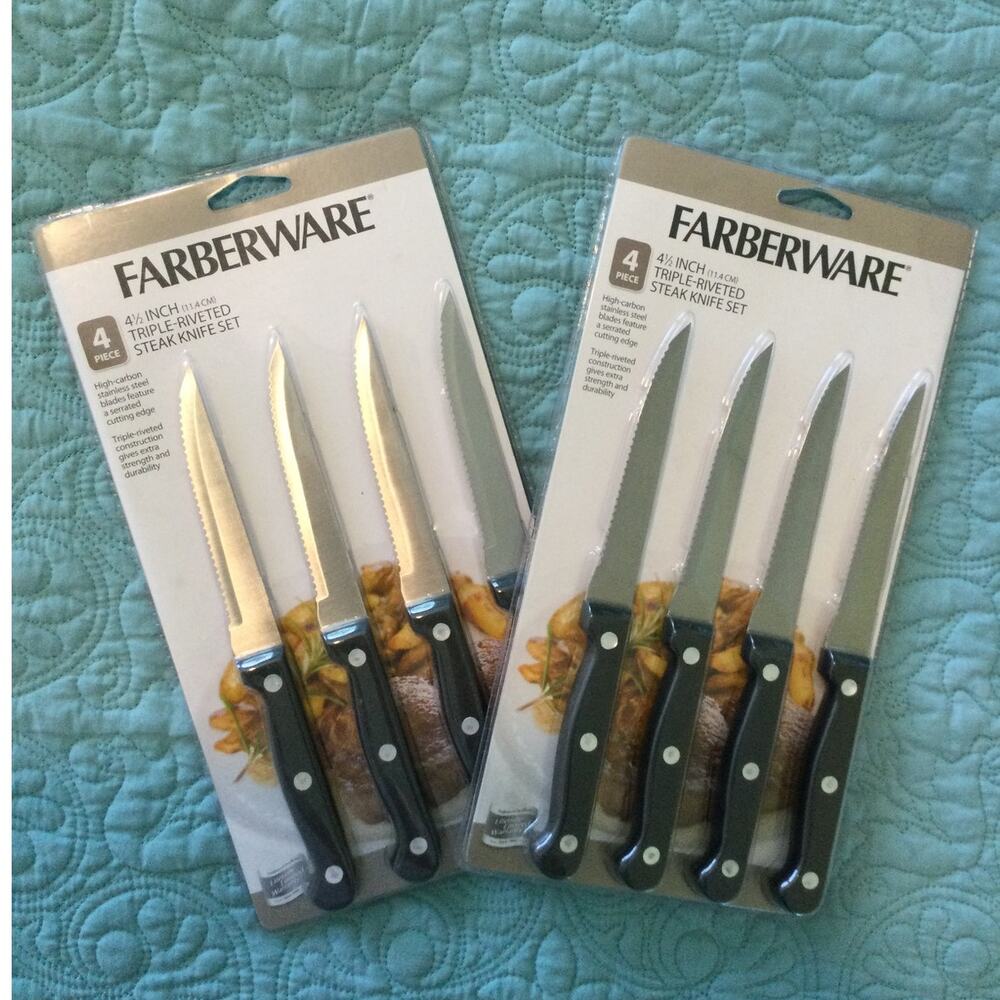 Lot of 2 Farberware Triple Riveted Steak Knife Set 8 total